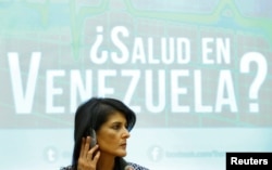 U.S. Ambassador to the United Nations Nikki Haley attends a side-event of the Human Rights Council on the situation in Venezuela at the United Nations, in Geneva, Switzerland June 6, 2017.