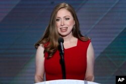 Chelsea Clinton, daughter of Democratic presidential nominee Hillary Clinton speaks during the final day of the Democratic National Convention in Philadelphia, July 28, 2016.