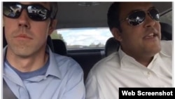 Texas Representatives Beto O'Rourke, left, and Will Hurd are seen in an image taken from a video posted on O'Rourke's Facebook page.