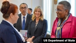 On Wednesday, September 14, 2016, the Ambassador of the United States to Uzbekistan, Pamela L. Spratlen; Deputy Minister of Health, Dr. Laziz Tuichiev; and Chairperson of the Board of the International NGO Charitable Foundation Sog’lom Avlod Uchun, Svetla Inamova announced the arrival of a new food aid shipment.