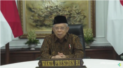 Wakil Presiden RI, Ma’ruf Amin menilai pencapaian pengentasan ketertinggalan dan kemiskinan yang dilakukan provinsi Sulawesi Tengah dapat diikuti para pemimpin daerah di provinsi lain yang masih memiliki daerah tertinggal. (Foto: Tangkapan Layar)