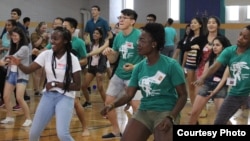 First-time international students at Duke University play some games to get to know each better before their classes begin.