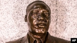 Undated photo supplied by the U.S. Embassy in Pretoria shows a bust of Martin Luther King Jr. on display at the embassy in Pretoria, South Africa. 