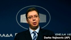 Premijer Srbije Aleksandar Vučić na konferenciji za novinare u zgradi Vlade Srbije (arhivski snimak)