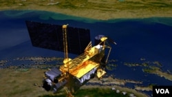 Satelit penelitian atmosfir atas (UARS) milik NASA yang jatuh di kawasan Samudra Pasifik Sabtu pagi (foto ilustrasi).