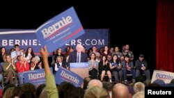 Democratic presidential candidate and Senator Bernie Sanders speaks during a campaign town hall meeting at Pinkerton Academy in Derry, New Hampshire, Oct. 30, 2015.