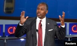 Republican U.S. presidential candidate Dr. Ben Carson speaks during the second official Republican presidential candidates debate, Sept. 16, 2015.