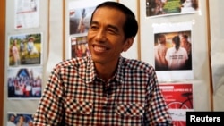 Presiden terpilih Joko Widodo dalam sebuah wawancara dengan Reuters, Juli 2014.