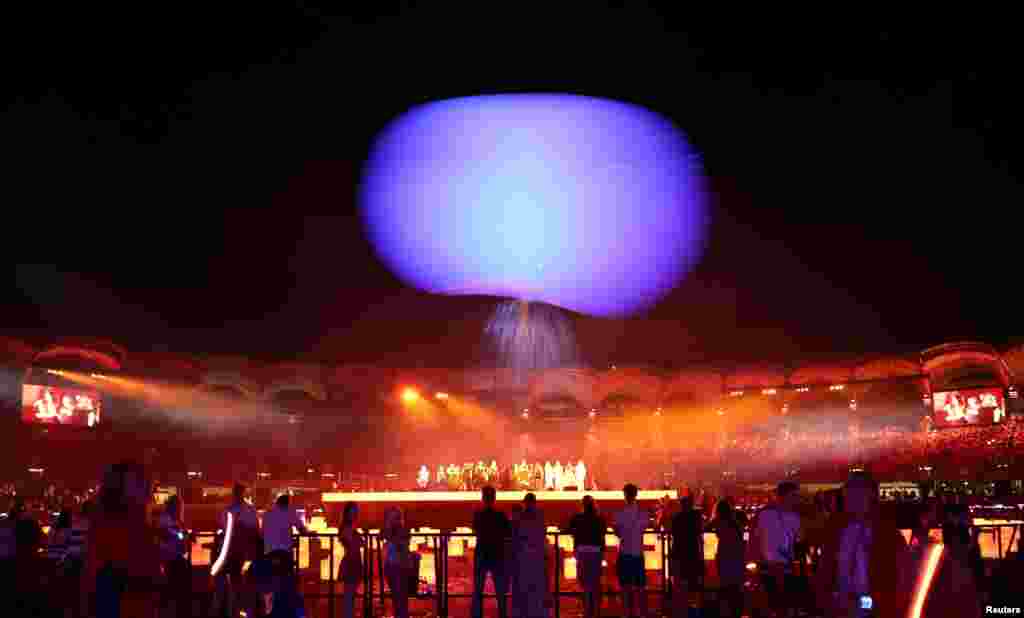 Artists perform during the closing ceremony of the Gold Coast 2018 Commonwealth Games at the Carrara Stadium on the Gold Coast, Australia.