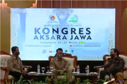 Konggres Aksara Jawa di Yogyakarta yang berlangsung 22-26 Maret 2021. (Foto: VOA/Nurhadi Sucahyo)