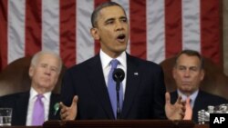 Rais Barack Obama akilihutubia taifa jumanne usiku kwenye jengo la bunge la Marekani, washington DC. 