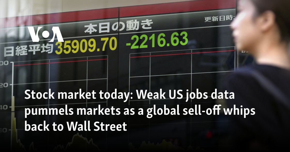 Weak US jobs data pummels stock markets as a global sell-off whips back to Wall Street