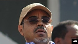 Ethiopian Prime Minister Meles Zenawi at the Meskel Square in Addis Ababa, 25 May 2010