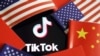 在中国和美国旗帜中的TikTok标识。（路透社制图）