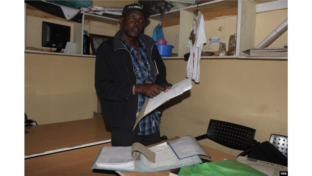 Activist Kennedy Chindi works at the Mathare Social Justice Center, documenting and reporting police abuses. (Photo: Rael Ombuor / VOA)