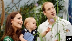 FILE - Britain's Prince William and Kate Duchess of Cambridge visit the Sensational Butterflies exhibition at the Natural History Museum, London, to mark Prince George's first birthday. 