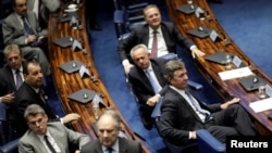Brazilian's senators are shown during a session at the Federal Senate in Brasilia, Brazil, Sept. 28, 2017.