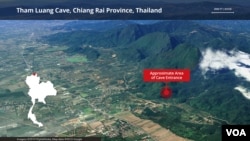 Tham Luang Cave, Chiang Rai Province, Thailand. Location where 12 young soccer players and their coach are trapped inside a complex cave system.