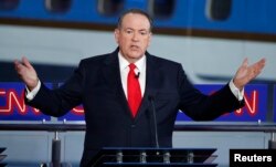 Republican U.S. presidential candidate and former Arkansas Governor Mike Huckabee speaks during the second official Republican presidential candidates debate, Sept. 16, 2015.