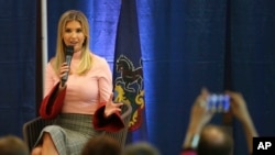 White House senior adviser Ivanka Trump talks during a town hall meeting on Tax Reform at the Northampton Township Senior Center in Richboro, Pa., Oct. 23, 2017. 