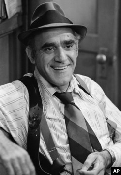 Actor Abe Vigoda, shown in character on the Los Angeles, California set as Detective Fish in "Barney Miller," Aug. 8, 1977.