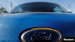 The Ford logo is seen on the front of a car in Cuautitlan Izcalli, Mexico, Jan. 4, 2017.