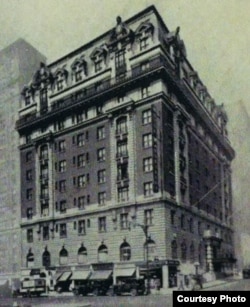 The Hotel Marseilles, built in 1905, temporarily housed post-war Jewish refugees. The Beaux-Arts building was designated a landmark in 1990, and today is a luxury residential apartment building. (Courtesy - Center for Traditional Music and Dance)