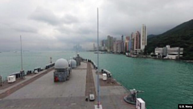 美国第七舰队旗舰蓝岭号2019年4月20号对香港进行港口访问。