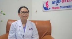 Dr. Ty Sovannaroth, who has been working in the field of obstetrics for about 15 years, talks to VOA Khmer at Mearda Maternity on pregnancy during COVID-19, in Phnom Penh, Cambodia on April 02, 2020. (Khan Sokummono/ VOA Khmer)