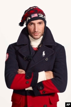 This undated product image provided by Ralph Lauren shows U.S. Olympic skater Evan Lysacek wearing fashion by designer Ralph Lauren for the 2014 Winter Olympics.
