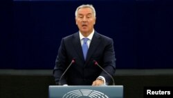 Montenegro's President Milo Djukanovic addresses the European Parliament in Strasbourg, France, October 2, 2018. REUTERS/Vincent Kessler