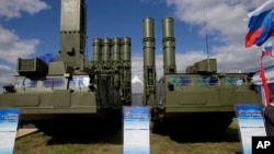 FILE - Russia's sophisticated S-300 air defense systems is on display at the opening of the MAKS Air Show in Zhukovsky, outside Moscow, Russia, Aug. 27, 2013. 