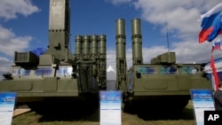 FILE - Russia's sophisticated S-300 air defense systems is on display at the opening of the MAKS Air Show in Zhukovsky, outside Moscow, Russia.