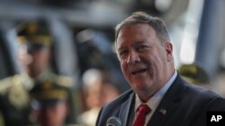 Ngoại trưởng Mỹ Mike Pompeo phát biểu tại một căn cứ cảnh sát chống ma túy ở Bogota, Colombia, ngày 21/1/2020.