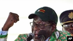 Zimbabwean President Robert Mugabe addresses his supporters at the party's conference in Mutare, east of Harare, 17 Dec 2010