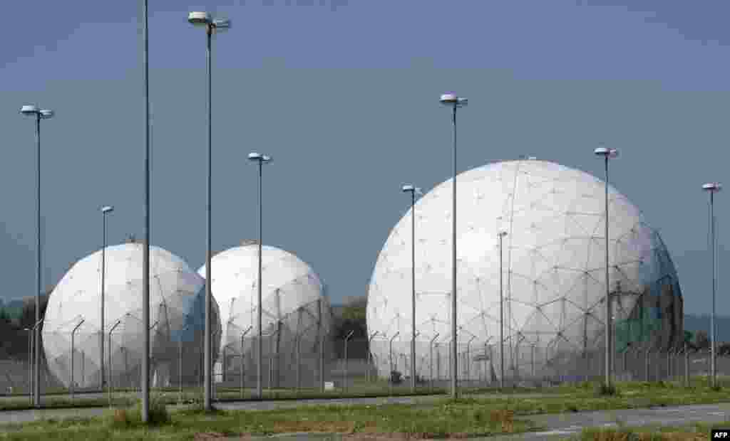 Radomes stand on the former monitoring base of the U.S. intelligence organization National Security Agency (NSA) in Bad Aibling, near Rosenheim, southern Germany. The restructuring of the American intelligence community after September 11, 2001 caused the closure of the station in Bad Aibling in 2004.