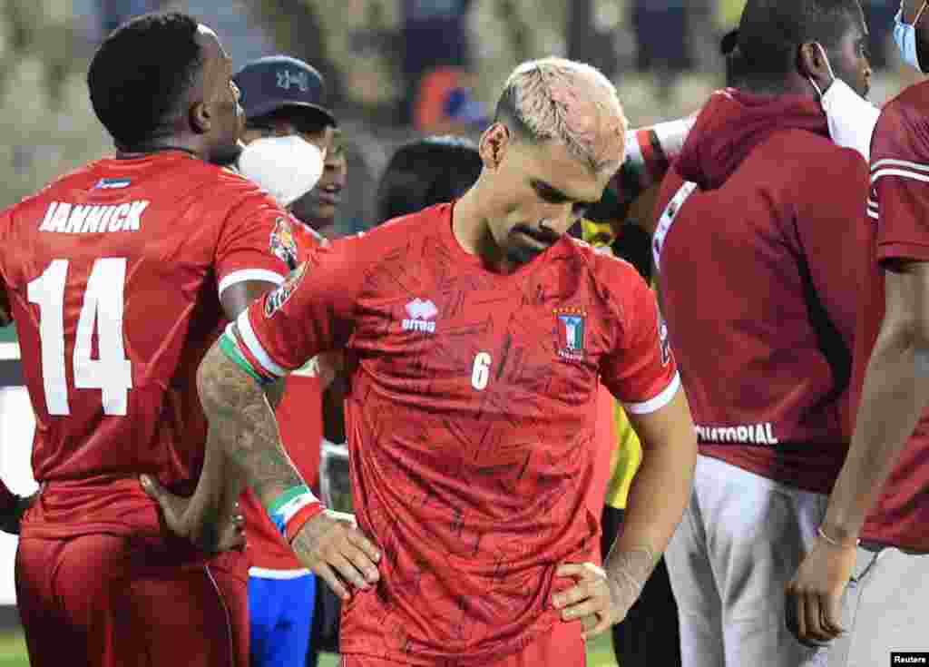 Equatorial Guinea&#39;s Iban Salvador after the match against Senegal in Cameroon, Jan. 30, 2022.