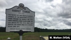 Sign marking Harriet Tubman's birthplace