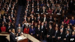 President Barack Obama delivers the State of the Union address on Capitol Hill in Washington, 25 Jan 2011