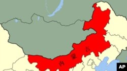တရုတ်နိုင်ငံ မြောက်ပိုင်းဒေသ အတွင်းမွန်ဂိုလီးယား ဒေသမြေပုံ။ 