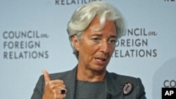 International Monetary Fund Managing Director Christine Lagarde speaks at the Council on Foreign Relations forum in New York, July 26, 2011 (file photo)