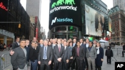 FILE - Hortonworks, Inc., a California software company, opened for trading on The Nasdaq Stock Market, Dec. 12, 2014.