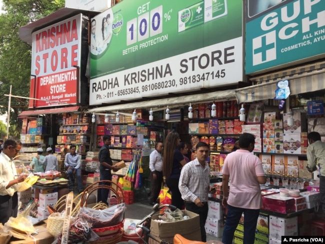 Shops in the Indian capital are stocked with gifts and sweets as the Hindu festival of Diwali approaches.