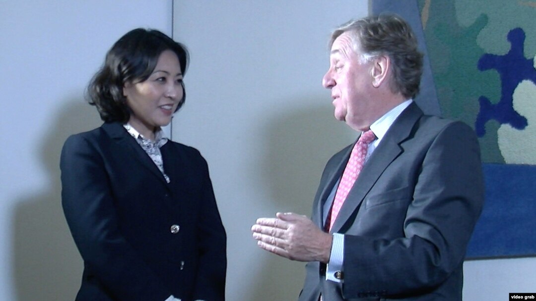 奧塔偉爵士接受美國之音記者燕青採訪 (VOA視頻截圖)