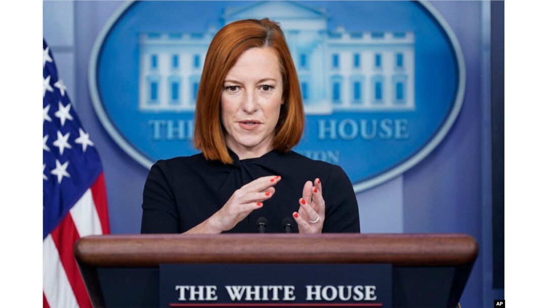 FILE - White House press secretary Jen Psaki speaks during a press briefing at the White House, Dec. 22, 2021, in Washington.