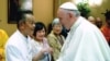Sovan Tun, head of the the Cambodian Buddhist Society of Wat Buddhikaram Temple in Maryland, greets Pope Francis at the Vatican in Rome, in June 2015. (Photo courtesy of the Vatican/Sovan Tun)