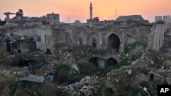 FILE - A Jan. 19, 2017, photo shows a general view of the destruction in the old city of Aleppo, Syria.