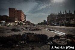Roadblocks set up by protesters are seen in the Burri neighborhood to protest the June 2 massacre of at least 60 civilians, in Khartoum, Sudan, June 4, 2019.
