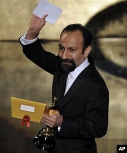 Asghar Farhadi, of Iran, accepts the Oscar for best foreign language film for “A Separation” during the 84th Academy Awards on Feb. 26, 2012, in the Hollywood section of Los Angeles.
