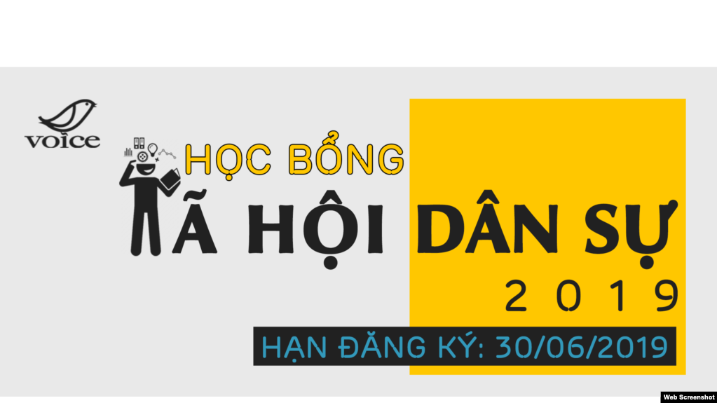 Logo Khóa học XHDS do VOICE tổ chức, thời gian đăng ký cho niên khóa 2019 được gia hạn tới 15/7/2019. Facebook VOICE.